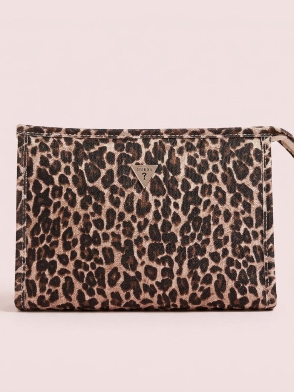 NWT Guess Leopard Print Wristlet Clutch - Brown/Black